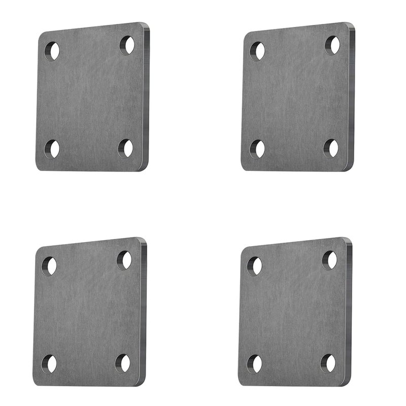 QoTang 4 قطع قاعدة فولاذية 5'' × 5'' مع 4 ثقوب، سمك 1/4'' لوح معدني ثقيل قابل للحام لدعم الهياكل والاستخدام الصناعي، يناسب برغي 1/2'' - Image 1